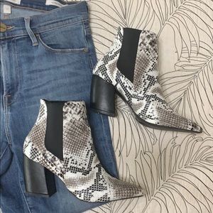 Faux snakeskin ankle boots